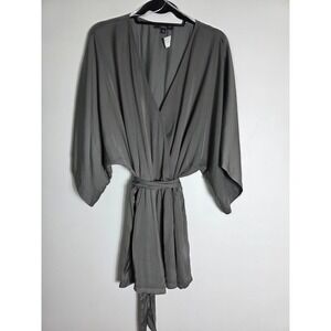 Lulus Romper Wrap Front Tie Waist Dolman‎ Sleeve Gray XL